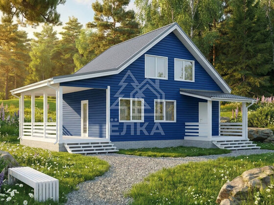 Каркасная баня 11×8 с мансардой под ключ «Теща»