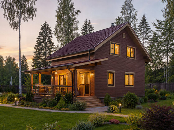 Дом из бруса «Вяз» 9×9 — 114 м²