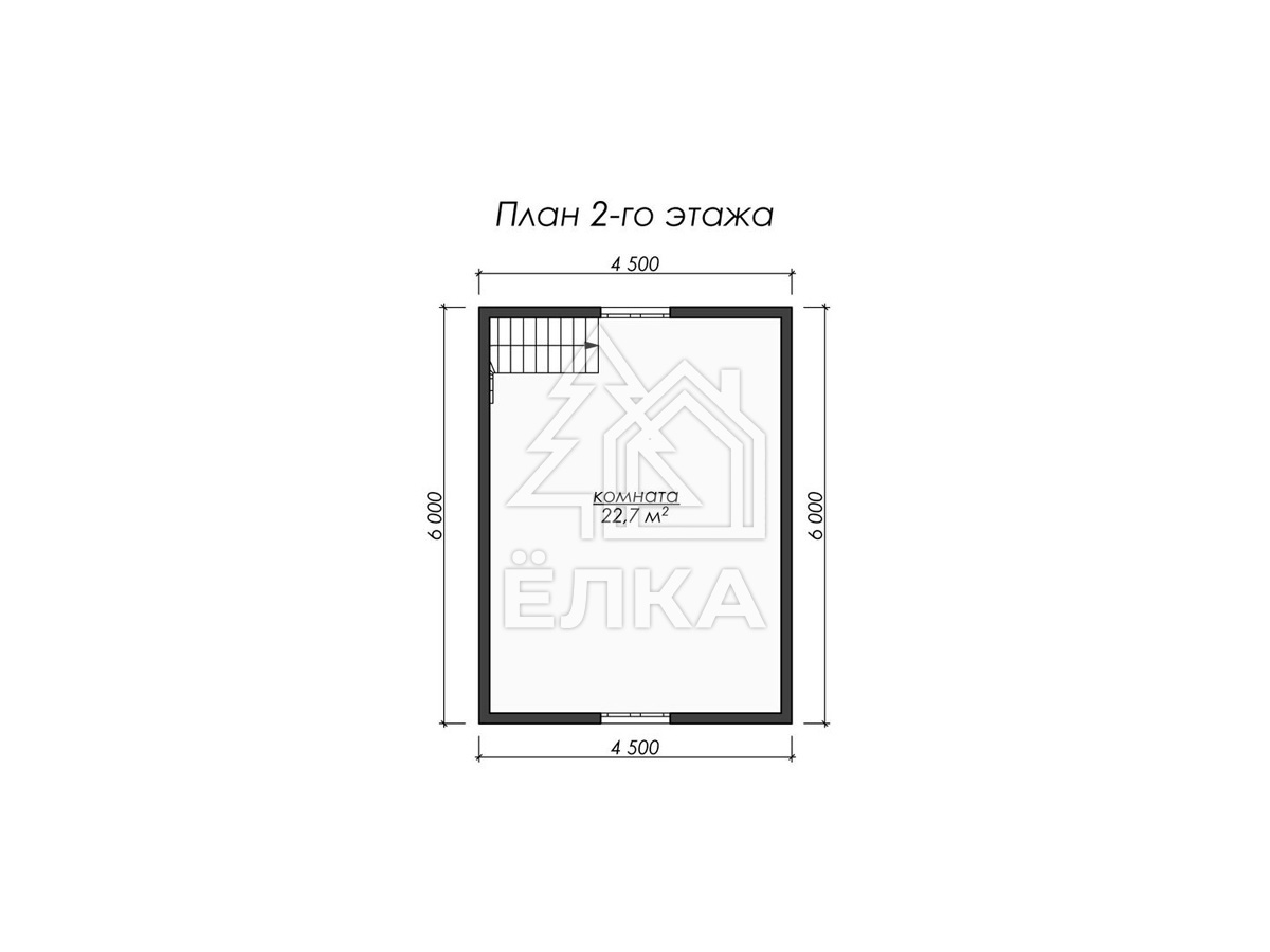 Белка - каркасная баня 6х6 - планировка 2 этажа
